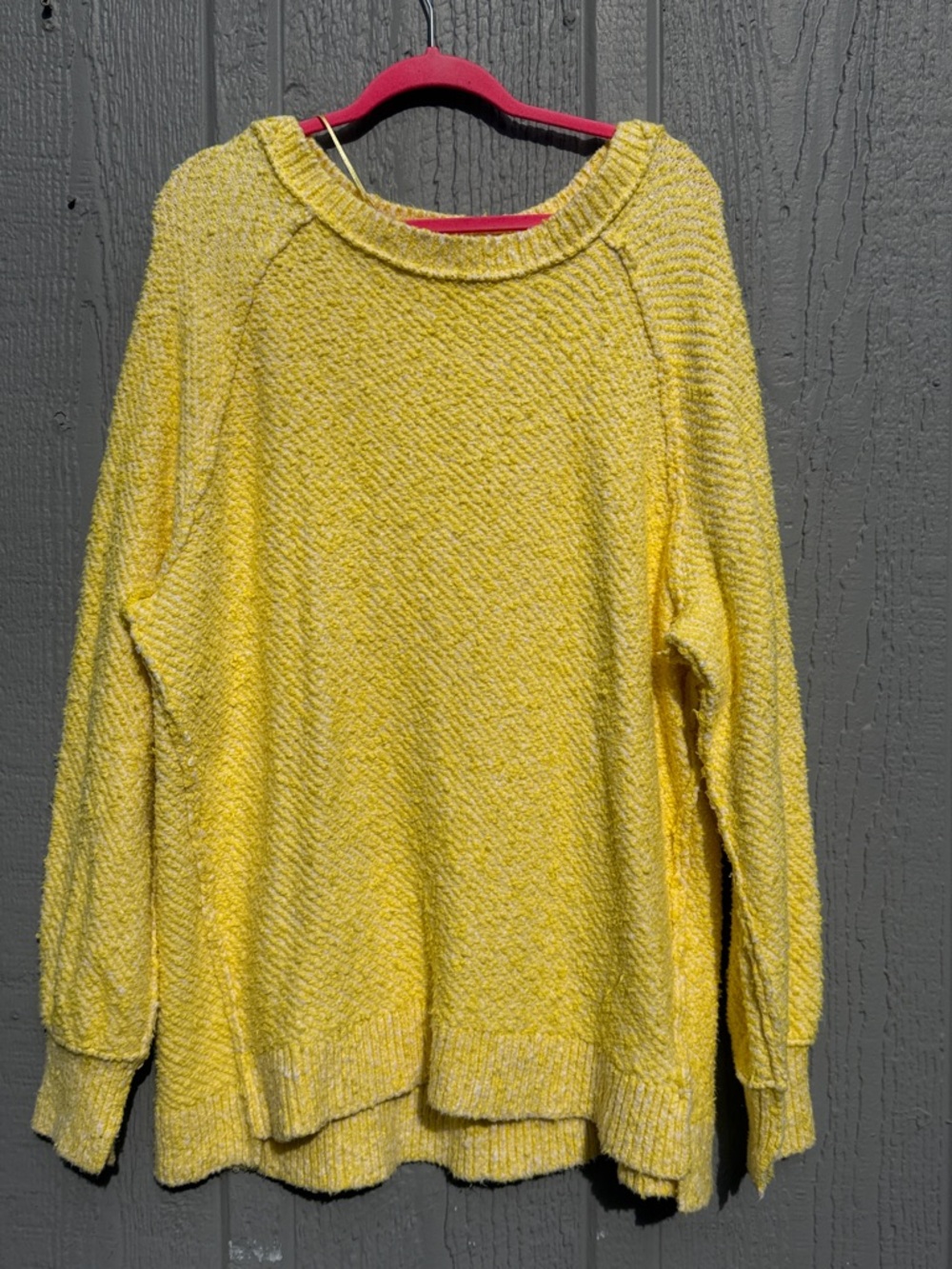 Free People Women's Yellow Knit Oversized Sweater Size: M